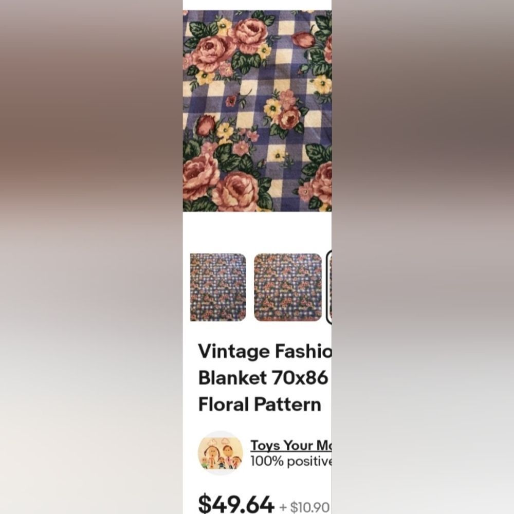Floral Checkered Bedding Blanket Vintage Fashion Print Size home bed retro - Picture 12 of 15